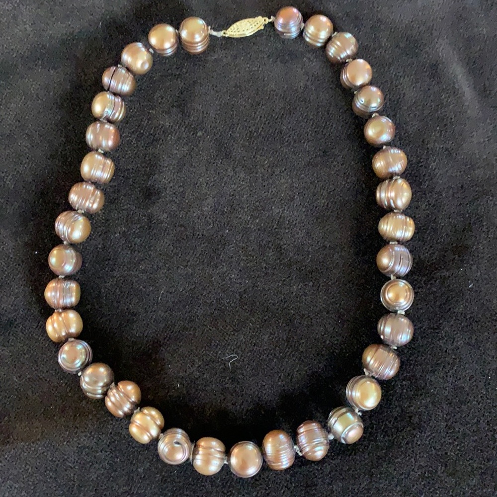 Funky Copper real pearl necklace